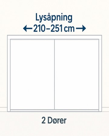 Bredde 210-251cm (2dører)