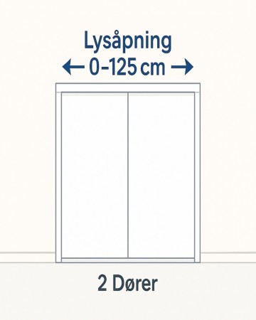 Total Bredde 0-125cm (2 dører)