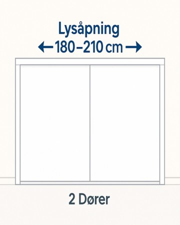 Bredde 180-210cm (2 dører)